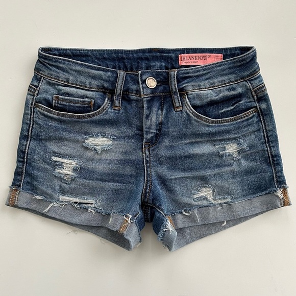 BLANKNYC Girls Tomboy Distressed Denim Cuffed Shorts, 10 - Picture 1 of 7